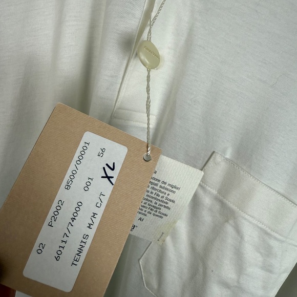 Gran Sasso Made in Italy Solid White Pocket Collared Polo Shirt Mens XL Cotton - Picture 5 of 9